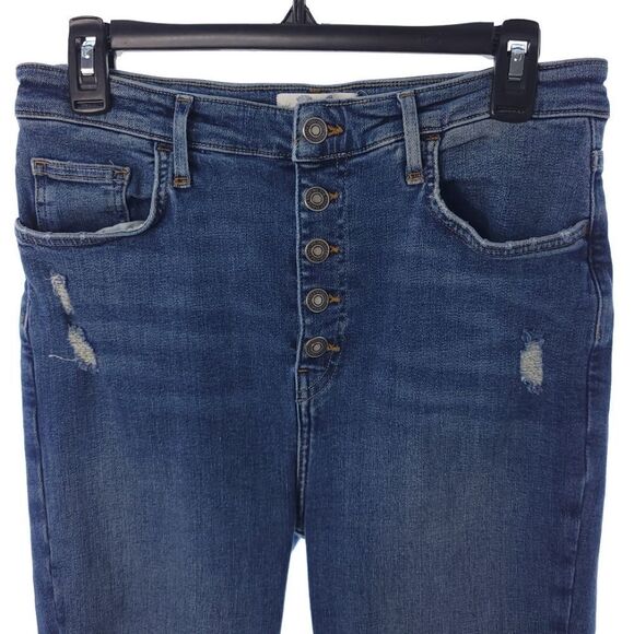 Free People We The Free Sabrina Super Skinny Distressed Jeans Button Fly Size 31 - Picture 6 of 14